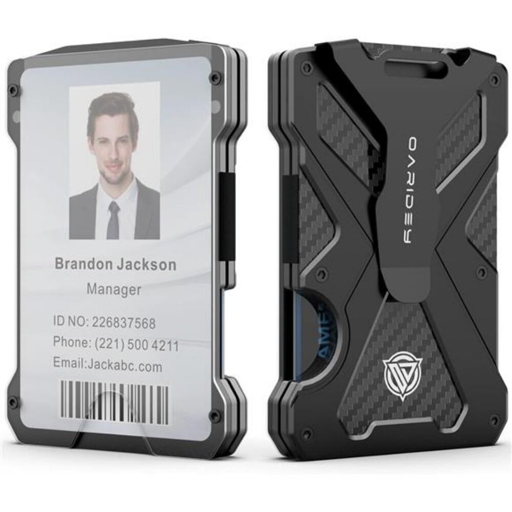 Men's Ultra-Thin Aluminum Wallet with RFID Blocking, Black, 15 Card Slots